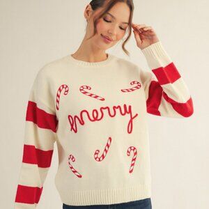 Merry Candy Cane Christmas Sweater
